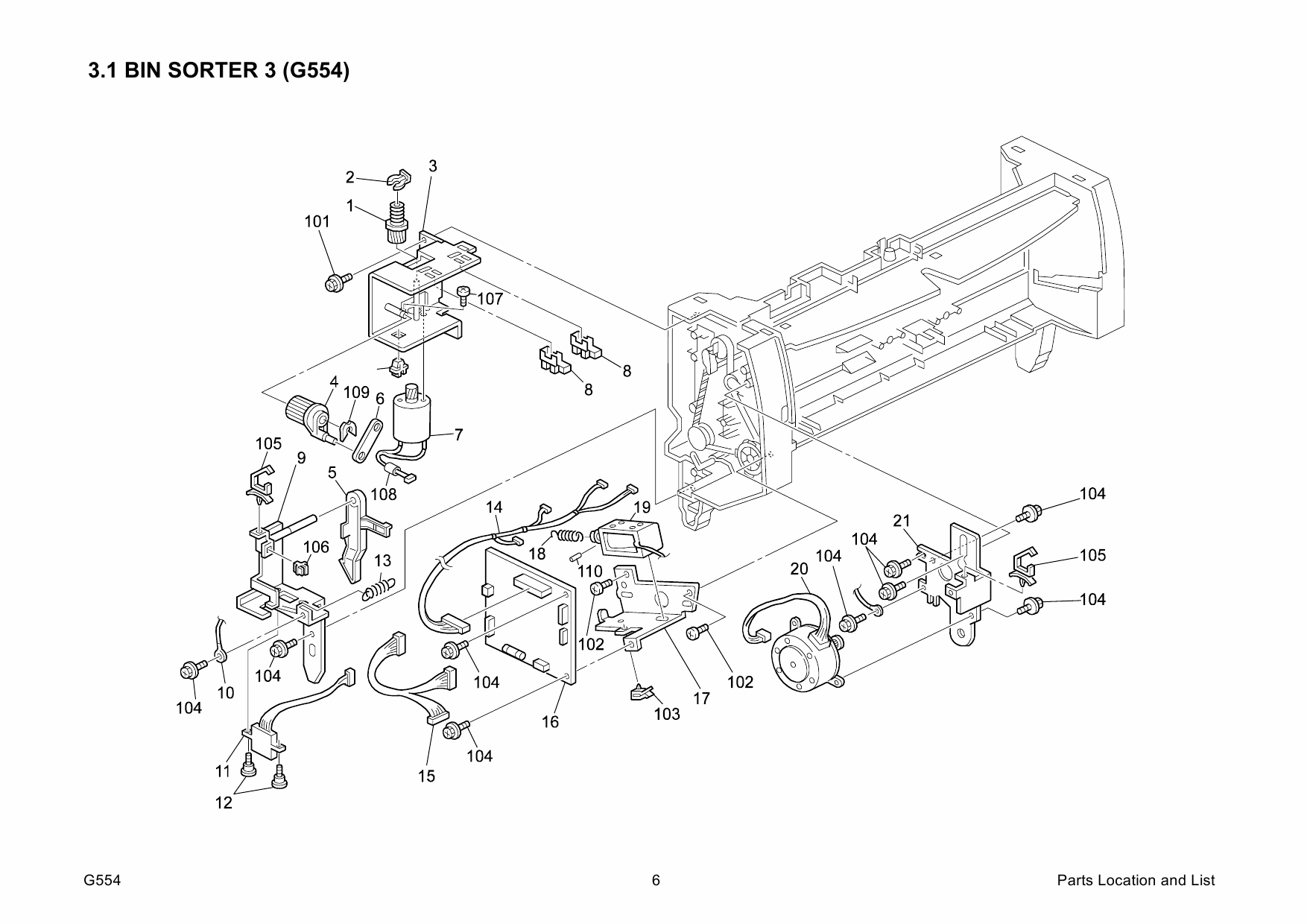 RICOH Options G554 1-BIN-SORTER Parts Catalog PDF download-3